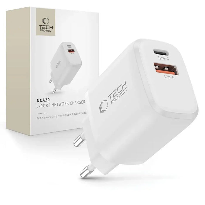 Tech-Protect NCA20 PD 20W QC3.0 USB-A / USB-C зарядно