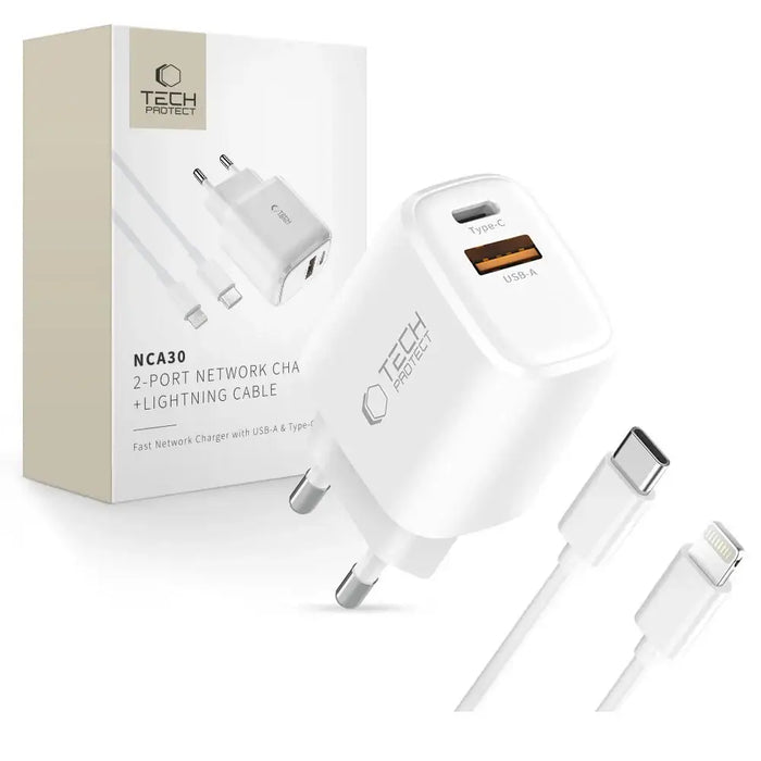 Tech-Protect NCA30 PD 30W QC3.0 USB-A / USB-C Стенно