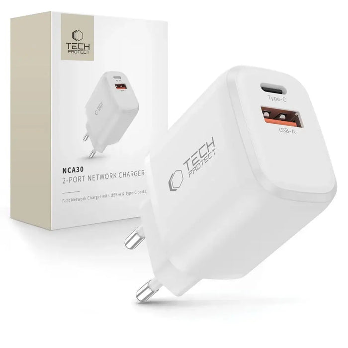 Tech-Protect NCA30 PD 30W QC3.0 USB-A / USB-C стенно