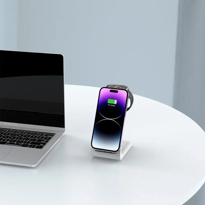 Tech-Protect QI15W-A36 3в1 зарядна станция за Apple - бяла