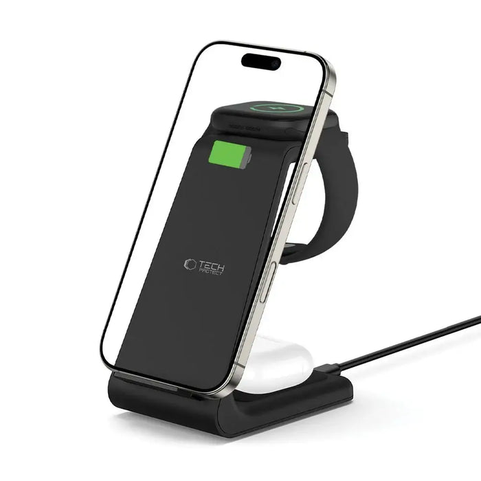 Tech-Protect QI15W-A36 3в1 зарядна станция за Apple - черна