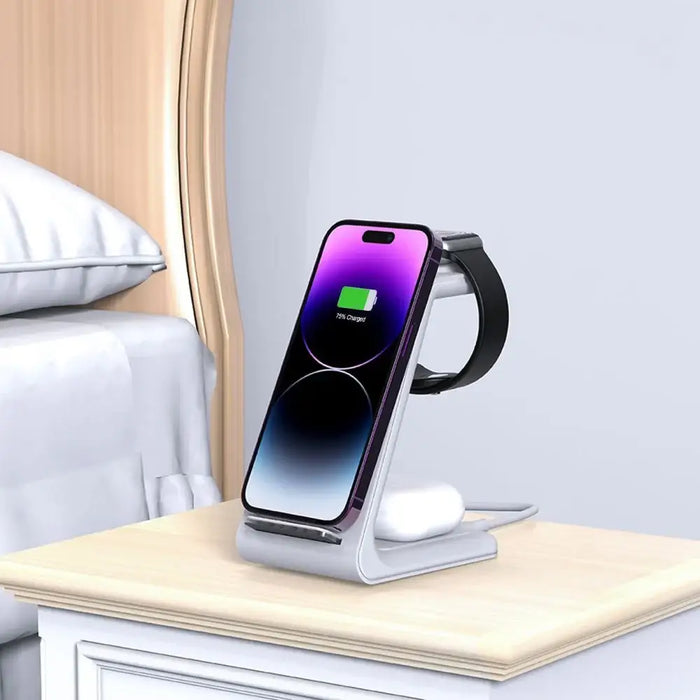 Tech-Protect QI15W-A36 3в1 зарядна станция за Apple - бяла