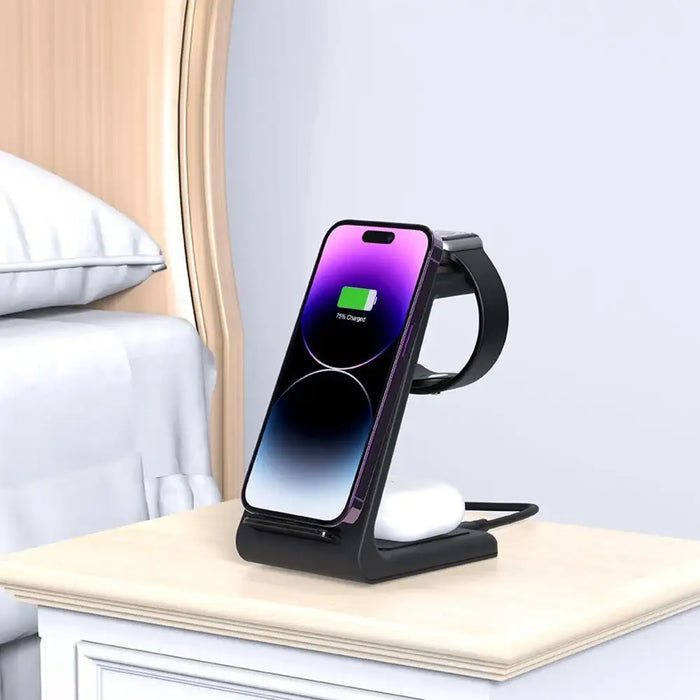 Tech-Protect QI15W-A36 3в1 зарядна станция за Apple - черна