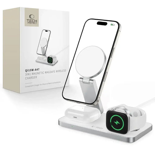 Tech Protect QI15W A47 MagSafe 3in1 индуктивно зарядно