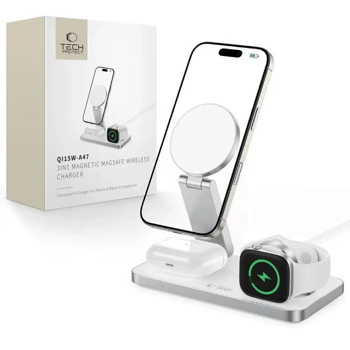 Tech Protect QI15W A47 MagSafe 3in1 индуктивно зарядно