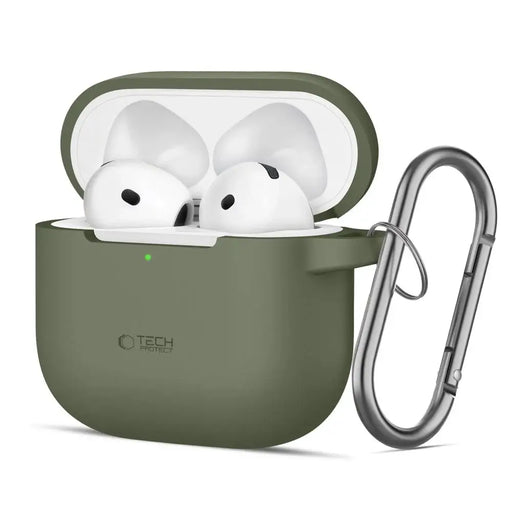 Tech-Protect силиконов калъф с кука за AirPods 4 - зелен