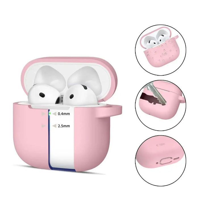 Tech-Protect силиконов калъф с кука за AirPods 4 - розов