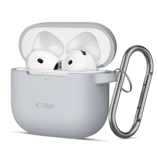 Tech-Protect силиконов калъф с кука за AirPods 4 - сив