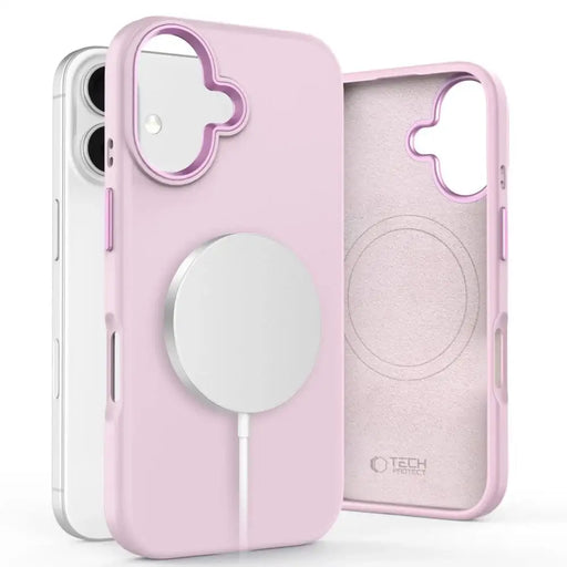 Tech-Protect силиконов PU MagSafe калъф за iPhone 16 - розов
