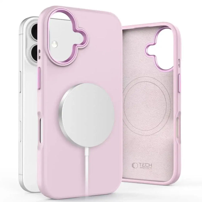 Tech-Protect силиконов PU MagSafe калъф за iPhone 16 - розов