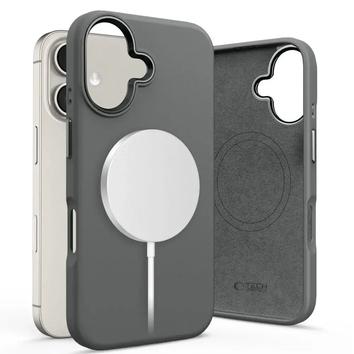 Tech-Protect силиконов PU MagSafe калъф за iPhone 16 - сив