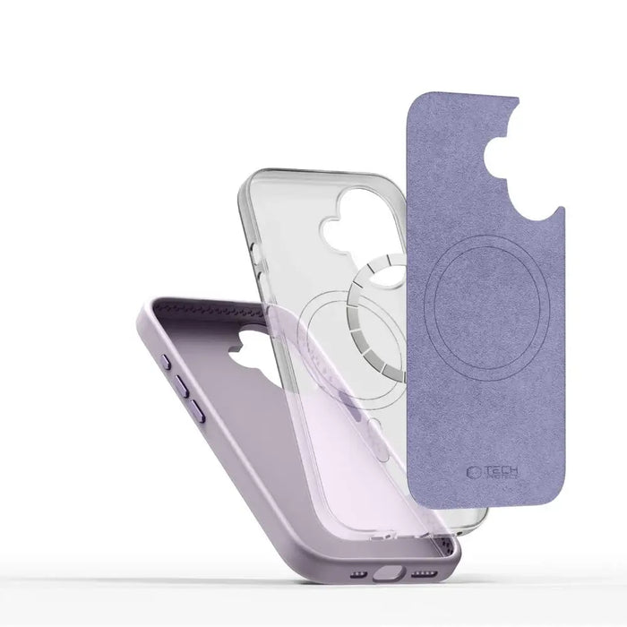 Tech-Protect силиконов PU MagSafe калъф за iPhone 16 - лилав