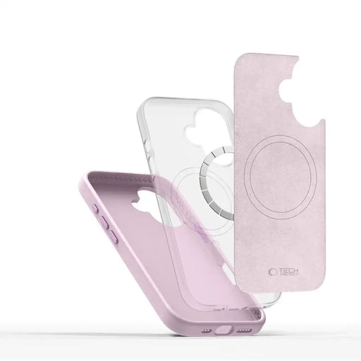 Tech-Protect силиконов PU MagSafe калъф за iPhone 16 - розов
