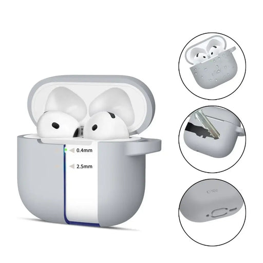 Tech-Protect силиконов калъф с кука за AirPods 4 - сив