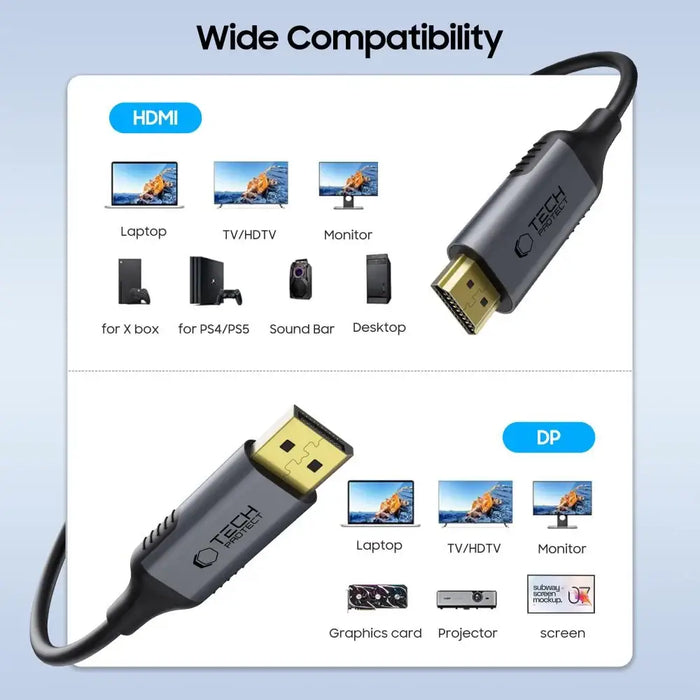 Tech-Protect UltraBoost DisplayPort / HDMI 2.0 кабел 4K