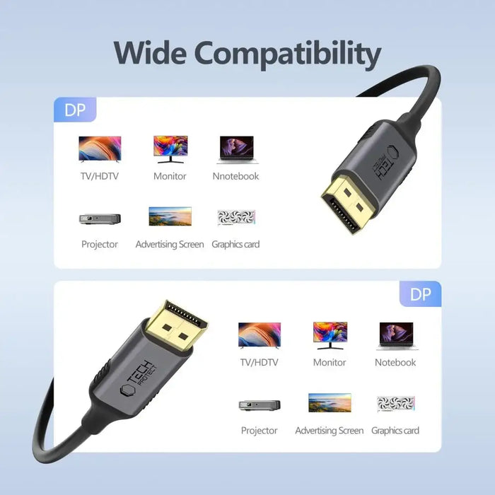 Tech-Protect UltraBoost DisplayPort към DisplayPort 1.4 4K