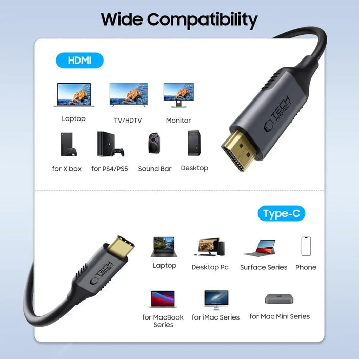 Tech-Protect UltraBoost USB-C / HDMI кабел 60Hz 180cm