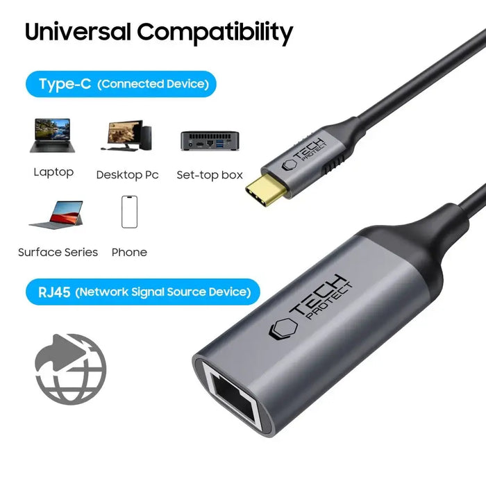 Tech-Protect UltraBoost USB-C към Ethernet RJ45 1000Mbps
