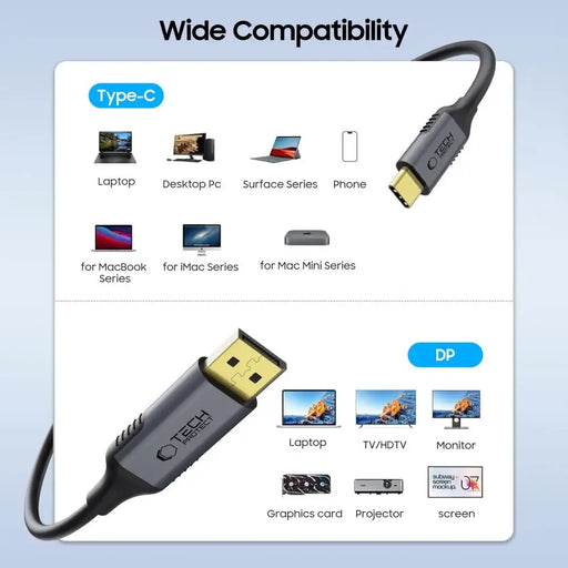 Tech-Protect UltraBoost USB-C към DisplayPort 1.4 8K 60Hz