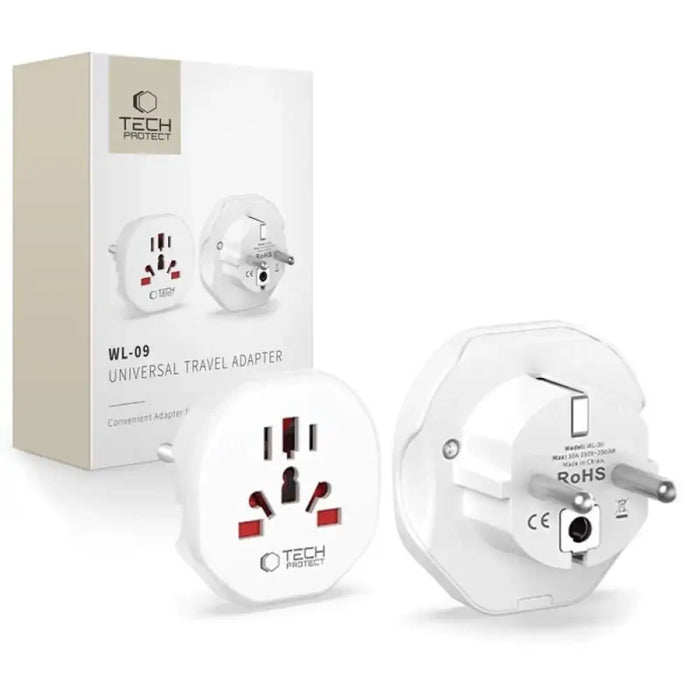 Tech-Protect Universal Travel Adapter to EU - бял