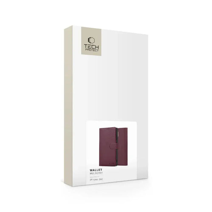 Tech-Protect Wallet Case за iPhone 16e - бордо