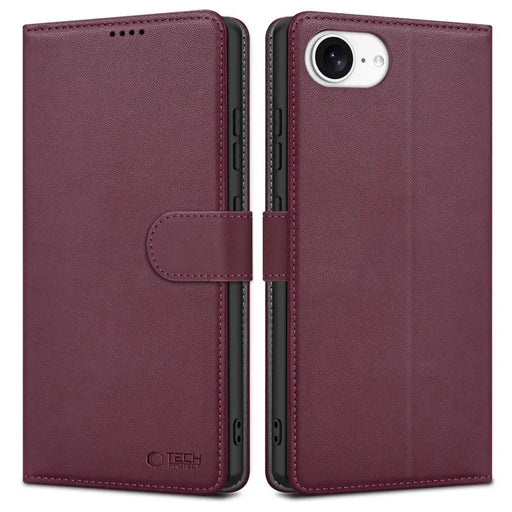 Tech-Protect Wallet Case за iPhone 16e - бордо