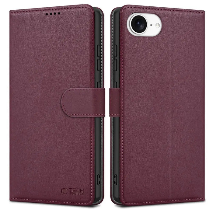 Tech-Protect Wallet Case за iPhone 16e - бордо
