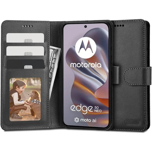 Tech-Protect Wallet Case за Motorola EDGE 50 NEO - черен