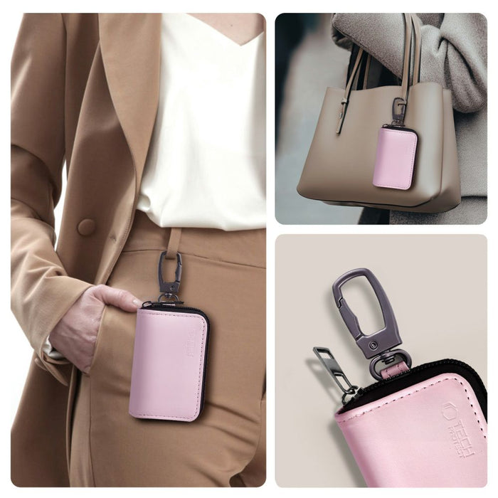 Кутия за автомобилни ключове Tech-Protect KLR300 с RFID блокиране - розова