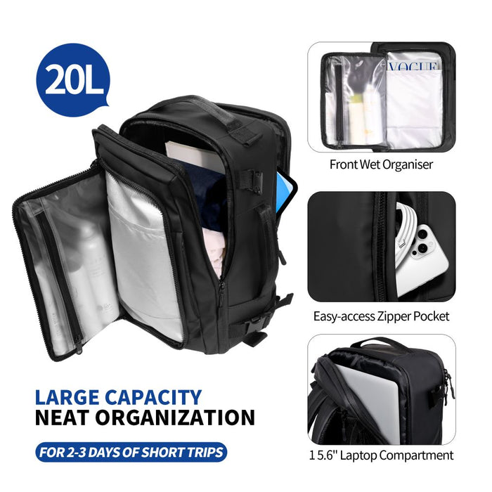 Раница Tech-Protect Defender S50 за Ryanair и Wizzar, 20L лаптоп - черна