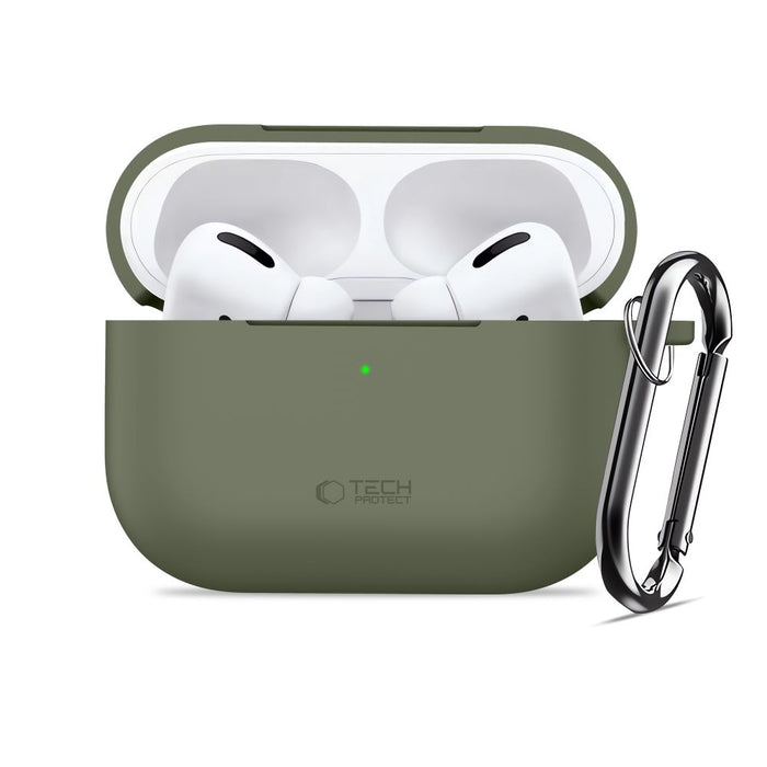 Силиконов калъф Tech-Protect Hook за AirPods Pro - маслиненозелен