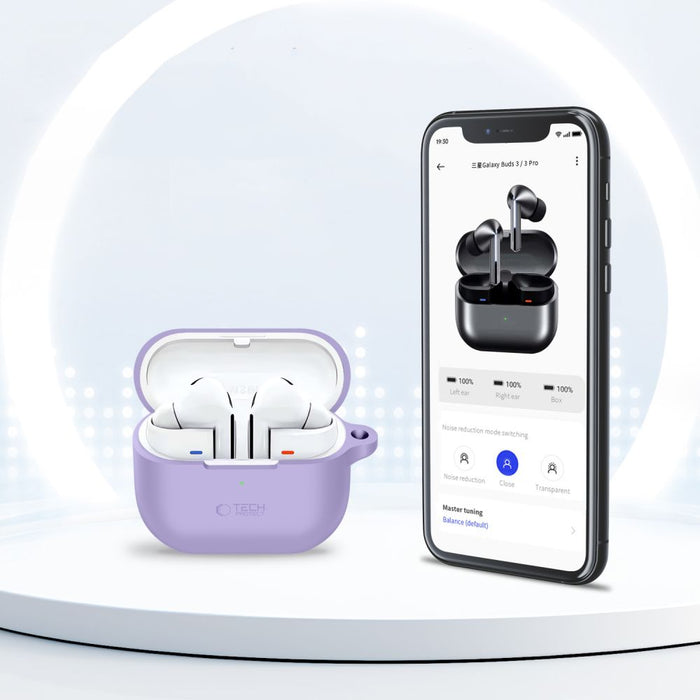 Силиконов калъф Tech-Protect Hook за Samsung Galaxy Buds 3 / 3 FE / 3 Pro - лилав