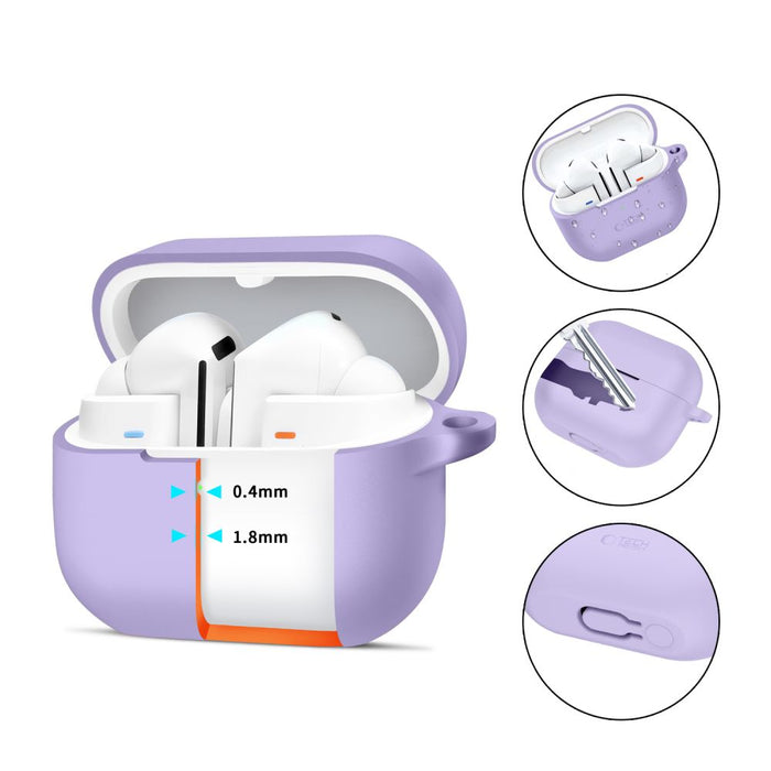 Силиконов калъф Tech-Protect Hook за Samsung Galaxy Buds 3 / 3 FE / 3 Pro - лилав