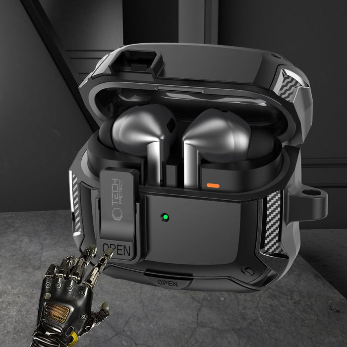 Силиконов калъф Tech-Protect Hook за Samsung Galaxy Buds 3 / 3 FE / 3 Pro - черен