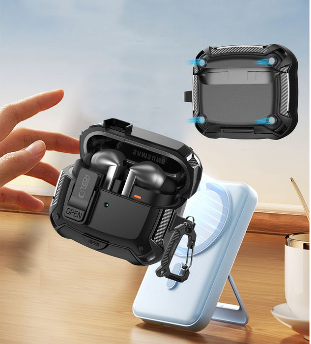 Силиконов калъф Tech-Protect Hook за Samsung Galaxy Buds 3 / 3 FE / 3 Pro - черен