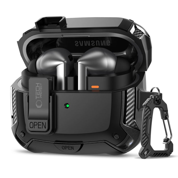 Силиконов калъф Tech-Protect Hook за Samsung Galaxy Buds 3 / 3 FE / 3 Pro - черен