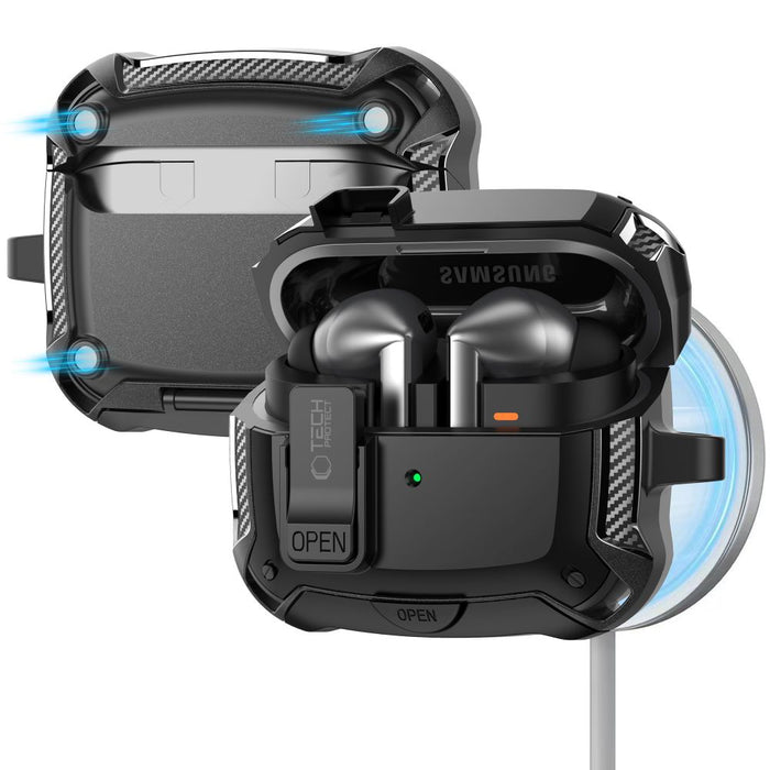 Силиконов калъф Tech-Protect Hook за Samsung Galaxy Buds 3 / 3 FE / 3 Pro - черен