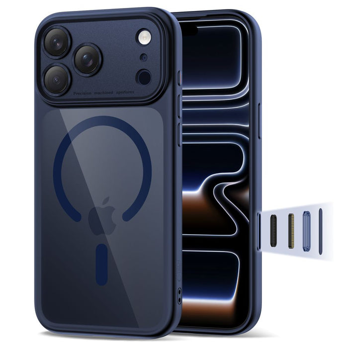 Кейс Tech-Protect Magpeak Magsafe CC за iPhone 17 Pro - прозрачен, тъмносин