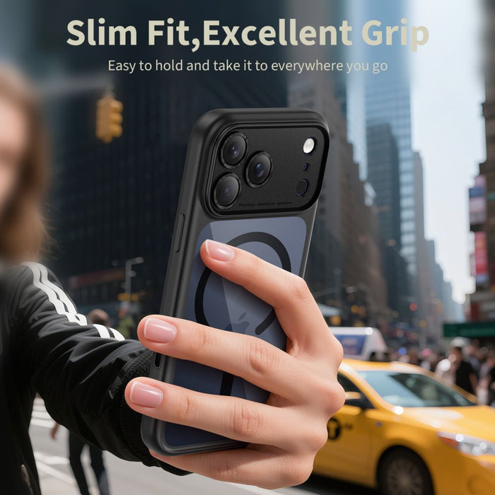 Кейс Tech-Protect Magpeak Magsafe CC за iPhone 17 Pro Max - прозрачен черен