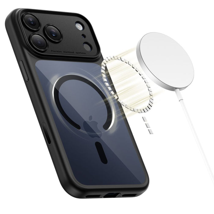 Кейс Tech-Protect Magpeak Magsafe CC за iPhone 17 Pro Max - прозрачен черен