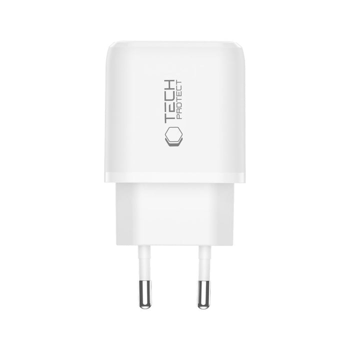 Зарядно за стена Tech-Protect NCA45W-GAN с 2 порта USB-C / USB-A 45W - бяло
