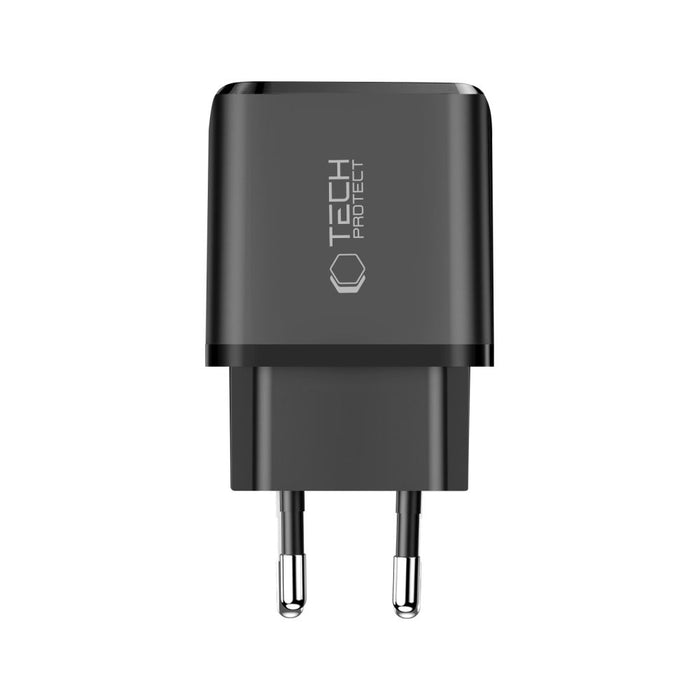 Зарядно за стена Tech-Protect NCA45W-GAN с 2 порта USB-C / USB-A 45W - черно