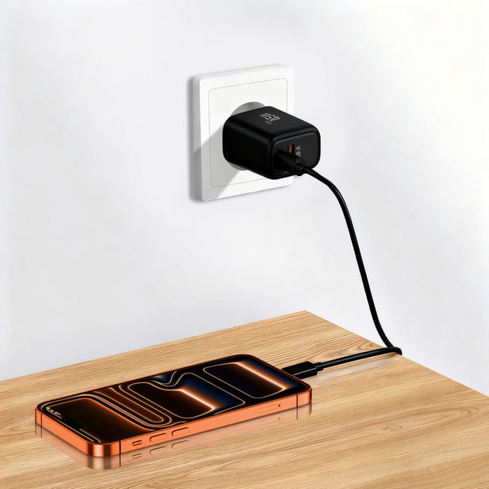 Зарядно за стена Tech-Protect NCA45W-GAN с 2 порта USB-C / USB-A 45W - черно