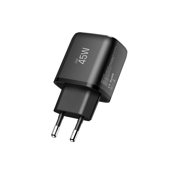 Зарядно за стена Tech-Protect NCA45W-GAN с 2 порта USB-C / USB-A 45W - черно