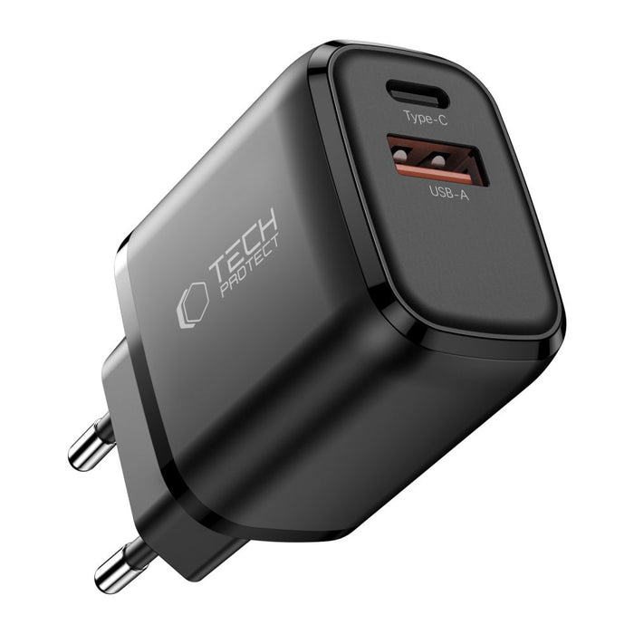 Зарядно за стена Tech-Protect NCA45W-GAN с 2 порта USB-C / USB-A 45W - черно