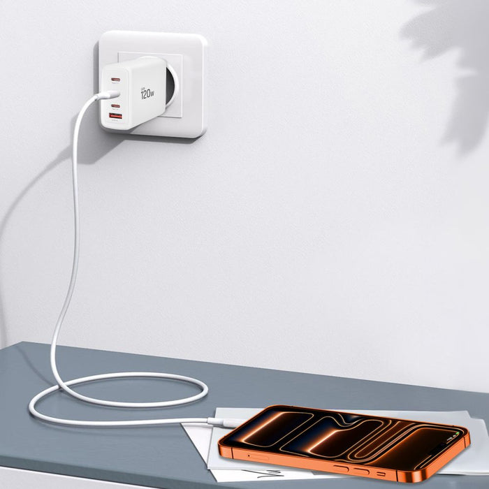 Tech-Protect NC120W-GAN 4-портово 120W зарядно за стена - бяло