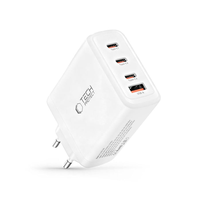 Tech-Protect NC120W-GAN 4-портово 120W зарядно за стена - бяло