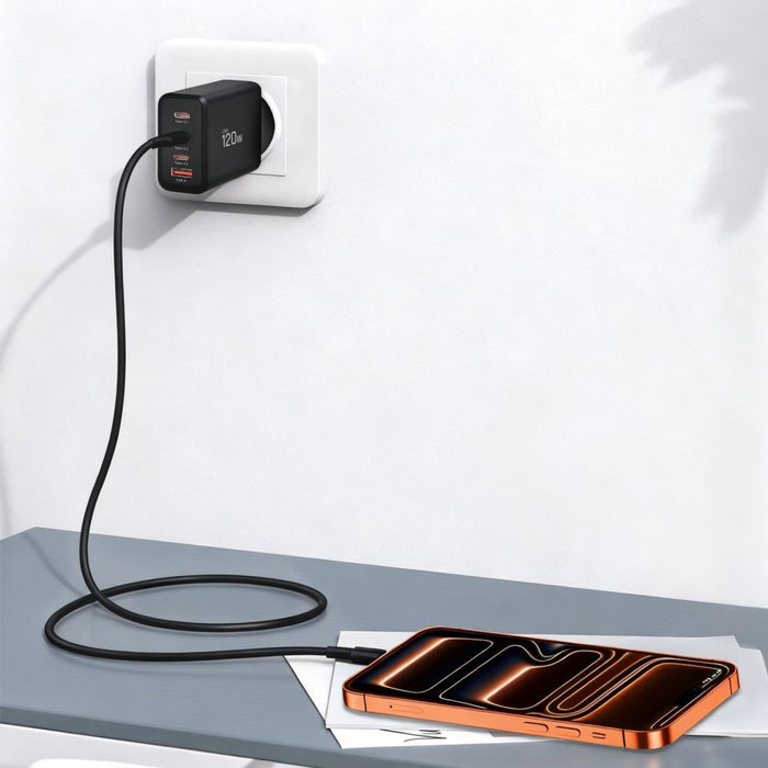 Tech-Protect NC120W-GAN 4-портово 120W зарядно за стена - черно