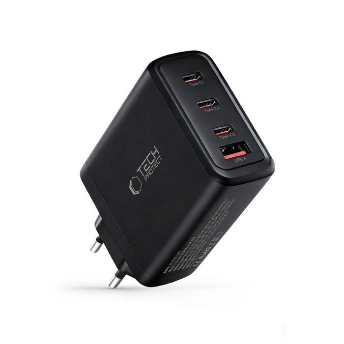 Tech-Protect NC120W-GAN 4-портово 120W зарядно за стена - черно