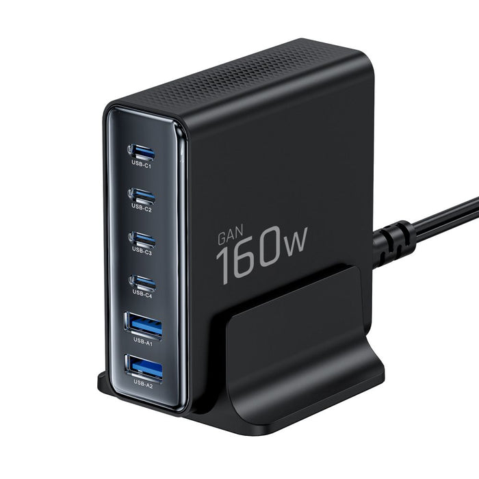 Tech-Protect DC160W-GAN 6-портово 160W зарядно за стена - черно